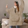PAVILIA Faux Shearling Wearable Blanket Hoodie, Cozy Oversized Hooded Sweatshirt Adults, Warm Fleece Big Pocket - 3 of 4