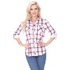 Women's Oakley Stretchy Plaid Tunic Top with Pockets - White Mark - 2 of 3