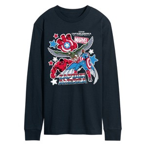 Men's - Marvel - Captain America Sticker Style Long Sleeve Graphic T-Shirt - 1 of 4