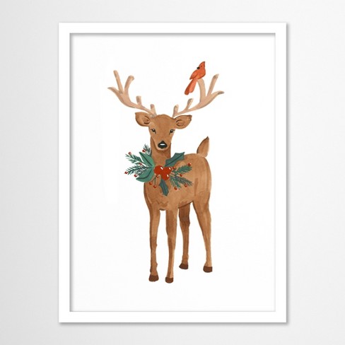 Americanflat Vintage 24x36 White Framed Print - Reindeer 2 Wall