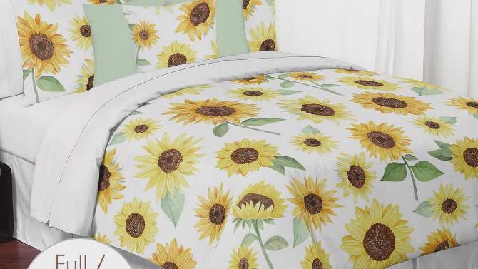 Sweet Jojo Designs Kids' Queen Sheet Set Sunflower Yellow Green and Brown 4pc, 2 of 5, play video