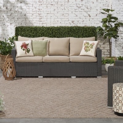 Natural Beige Diamond Flatweave 8' x 10' Indoor Outdoor Rug