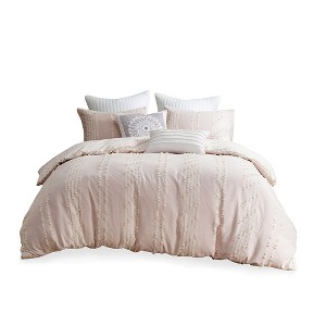 Gracie Mills Trujillo 3-Piece Embroidered Stripes Cotton Jacquard Duvet Cover Set - 1 of 4
