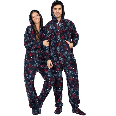 Footed Pajamas - Winter Whiteout Adult Hoodie Fleece Onesie : Target