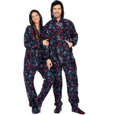 Royal-Blue Hooded Jumpsuit Onesie for Men & Women: Big Feet Onesies &  Footed Pajamas