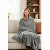 Personalization Mall All About Me Embroidered Initial Fleece Blanket, Grey, 60" x 80" - 3 of 4