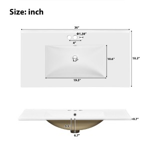 Mshliw 36" Modern Bathroom Vanity with Ceramic Sink, 4 Drawers, 2 Doors, Soft Close, Solid Wood Frame, Freestanding Design - 1 of 4