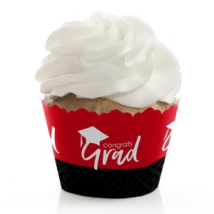 Big Dot of Happiness Red Graduation Party Decorations - Party Cupcake Wrappers - Set of 12 - 1 of 4