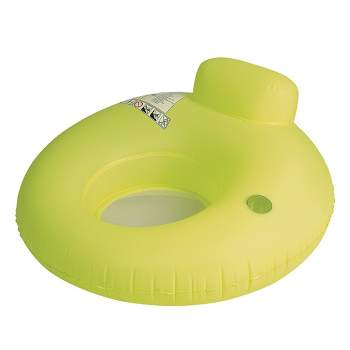 Pool Central 48" Inflatable 1-Person Water Sofa Swimming Pool Inner Tube Lounger Float - Neon Yellow