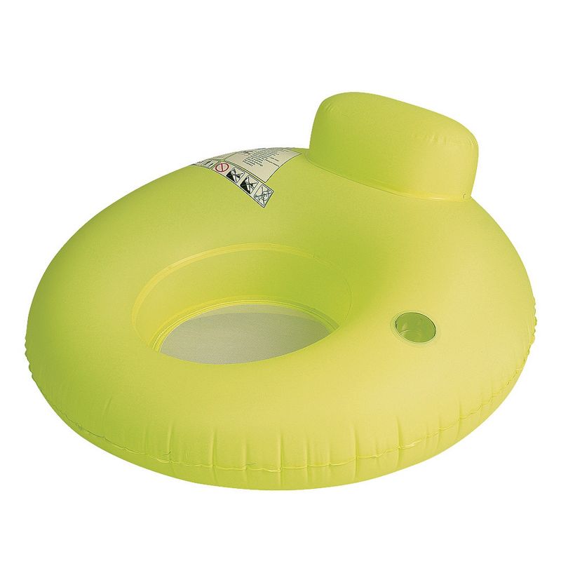 Pool Central 48" Inflatable 1-Person Water Sofa Swimming Pool Inner Tube Lounger Float - Neon Yellow, 1 of 3