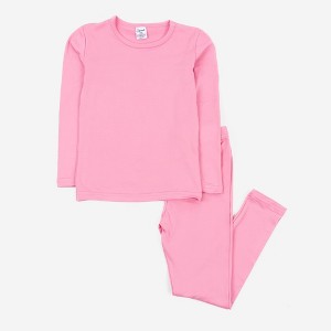 Leveret Kids Two Piece Classic Solid Color Thermal Pajamas - 1 of 4
