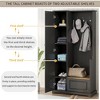 PAGED Hall Tree with Cushioned Bench and 6 Hooks, Modern Wooden Coat Rack with Storage and Sliding Door for Entryway, Hallway, Living Room - 2 of 4