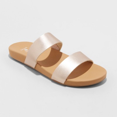 rose gold slip on sandals