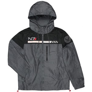 Mass Effect Men's N7 Logo Special Tactics Windbreaker Jacket With Hood - 1 of 4