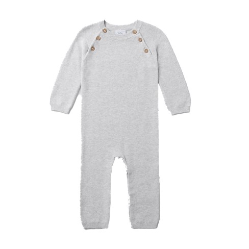 Stellou & Friends Newborn, Baby And Toddler 100% Cotton Long Sleeve Knit One-piece Romper - 18-24 Grey Melange : Target