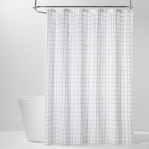 Yarn Dyed Window Pane Woven Shower Curtain White Project 62
