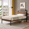 NicBex Metal Platform Bed Frame with Wooden Headboard and Built-in USB Ports,Large Under Bed Storage,No Box Spring Needed,Easy Assembly,Black - 3 of 4