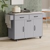 Kitchen Island with Trash Can Storage Cabinet, Rolling Kitchen Cart with Drop Leaf, Mobile Kitchen Island On Wheels For Dining Room Kitchen - 2 of 4