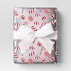 30” 25 sq ft Christmas Roll Wrap Red/White Candy on Silver - Wondershop™ - 2 of 3