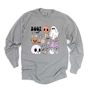 Simply Sage Market Women's Boo Chart Long Sleeve Garment Dyed Tee - 1 of 4