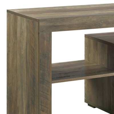 Rustic Oak Finish Wasim TV Stand with Sliding Barn Doors