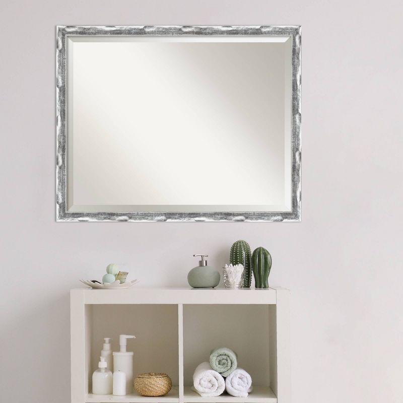 Scratched Wave Framed Bathroom Vanity Wall Mirror Chrome - Amanti Art, 5 of 9