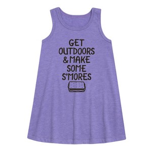 Girls' - Instant Message - Get Outdoors & Make S'mores Graphic Sleeveless Aline Dress - 1 of 4