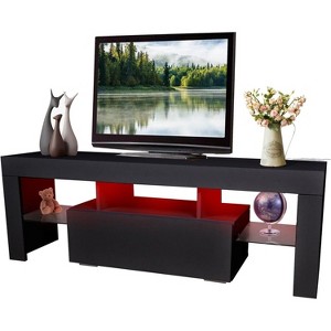 Modern Entertainment Center TV Console, Particle Board & Glass TV Stand with Storage for TVs Up to 43", Bedroom or Living Room - 1 of 4
