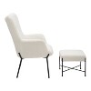 Izzy Lounge Chair and Ottoman Set Black/White Faux Shearling - LumiSource: Cozy, Modern Metal Legs, Comfy Seating - 2 of 4