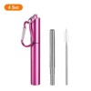 Unique Bargains 304 Stainless Steel Portable Durable Drinking Straw with Flat Case and Cleaning Brush 4 Pcs - 3 of 4