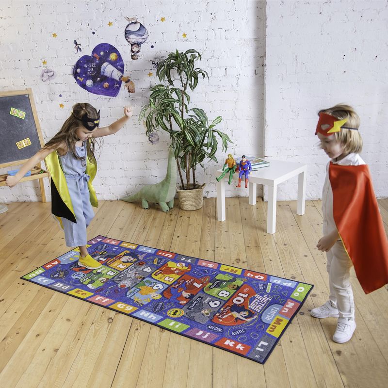 KC CUBS | Justice League Boys & Girls Kids Hopscotch Number Counting Educational Learning & Game Nursery Bedroom Classroom Rug Carpet, 2' 7" x 6' 0", 4 of 11
