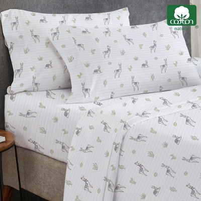 Full Size Organic Cotton Percale Sheet Set in Off-White