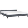 vidaXL Velvet Bed Frame Platform Bed, Scandinavian Style/Slats Support/No Box Spring Needed/Without Mattress/Easy Assembly, Dark Grey King Bed - 2 of 4