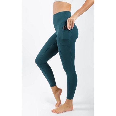 Yogalicious - Women's Nude Tech Elastic Free High Waist Side Pocket 7/8  Ankle Legging - Deep Teal, X Small : Target