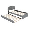 TIRAMISUBEST Twin/Full/Queen Size Upholstered Platform Bed with Trundle, Teddy Fleece Bed Frame with LED Headboard and Slats Support - 2 of 4