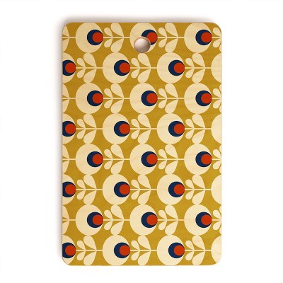 17" x 12" Wood Showmemars Retro Geo Flowers Rectangular Cutting Board - society6