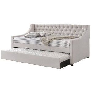 Full DayBed Lianna Bed Fog Fabric - Acme Furniture: Twin Trundle, Upholstered, Wood Composite - 1 of 4
