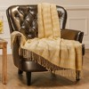 Chanasya Pleated Solid Plaid Acrylic Throw Blanket With Tassels - 3 of 4