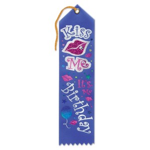 Beistle Kiss Me, It's My Birthday Jeweled Ribbon, 2" x 8", (6/Pkg) Multicolored - 1 of 1