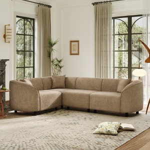 104'' L-Shaped Sectional Sofas with Chaise Lounge, 4-Seater Contemporary Couch in Premium Boucl¨¦ Upholstery, Modern Sculptural Design for Living Room - 1 of 4