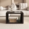 Okak Natural Farmhouse Coffee Table with Storage, 2-Tier Center Table Side Tables with Half Open Compartment for Living Room Bedroom - 4 of 4
