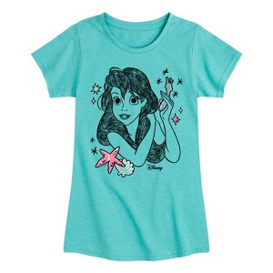 Girls' - Disney - Ariel Sketch Fitted Short Sleeve Graphic T-Shirt - 1 of 4