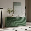 GDFStudio Abner Modern 59" Water Ripple Design Decorative Storage Cabinet with 4 Doors - 3 of 4