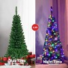Tangkula 7.5ft Pencil Christmas Tree Pre-Lit Hinged Artificial Decoration w/ 350 Colorful Lights - 4 of 4