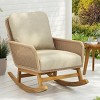 Contemporary Minimalist Chair, Patio Rocking Armrest Sofa, Patio Wicker Rocking Chaise with Polyester Cushions and Wooden Frame-Coolbibila - 2 of 4