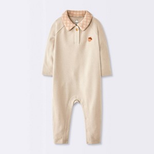 Enterizo Waffle de Bebé Niño con Cuello y Bellota - Cloud Island™ Beige