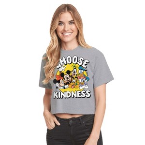 Women's - Disney - Mickey & Friends Kindness Cropped Graphic T-Shirt - 1 of 4
