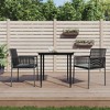 vidaXL 3 Piece Patio Dining Set - Poly Rattan and Steel Construction - Black with Comfortable Armrest Chairs and a Tempered Glass Tabletop - 2 of 4