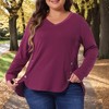 Women's Plus Size Long Sleeve V Neck Loose Fashion Buttons Tunic Blouse - Agnes Orinda - 2 of 4