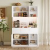 Pantry Cabinet with Charging Station, Kitchen Pantry Storage Cabinet with Microwave Stand, 3 Drawers and Adjust Shelves - 2 of 4